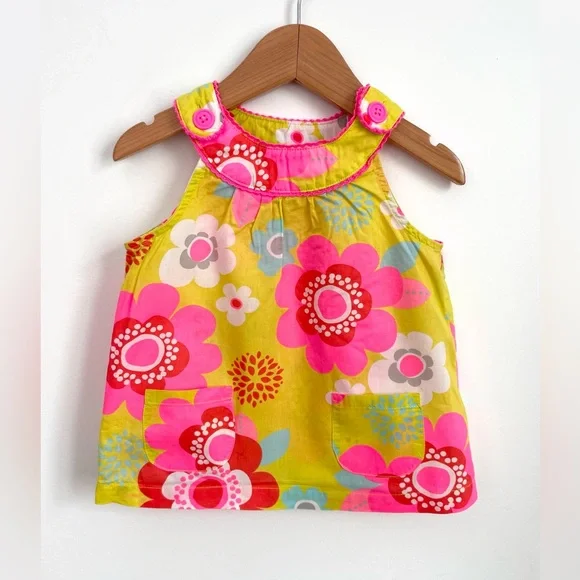 4/$20💥24M Carter's Neon Floral Summer Sundress, Lightweight Woven, Front Pockets - Picture 1 of 10